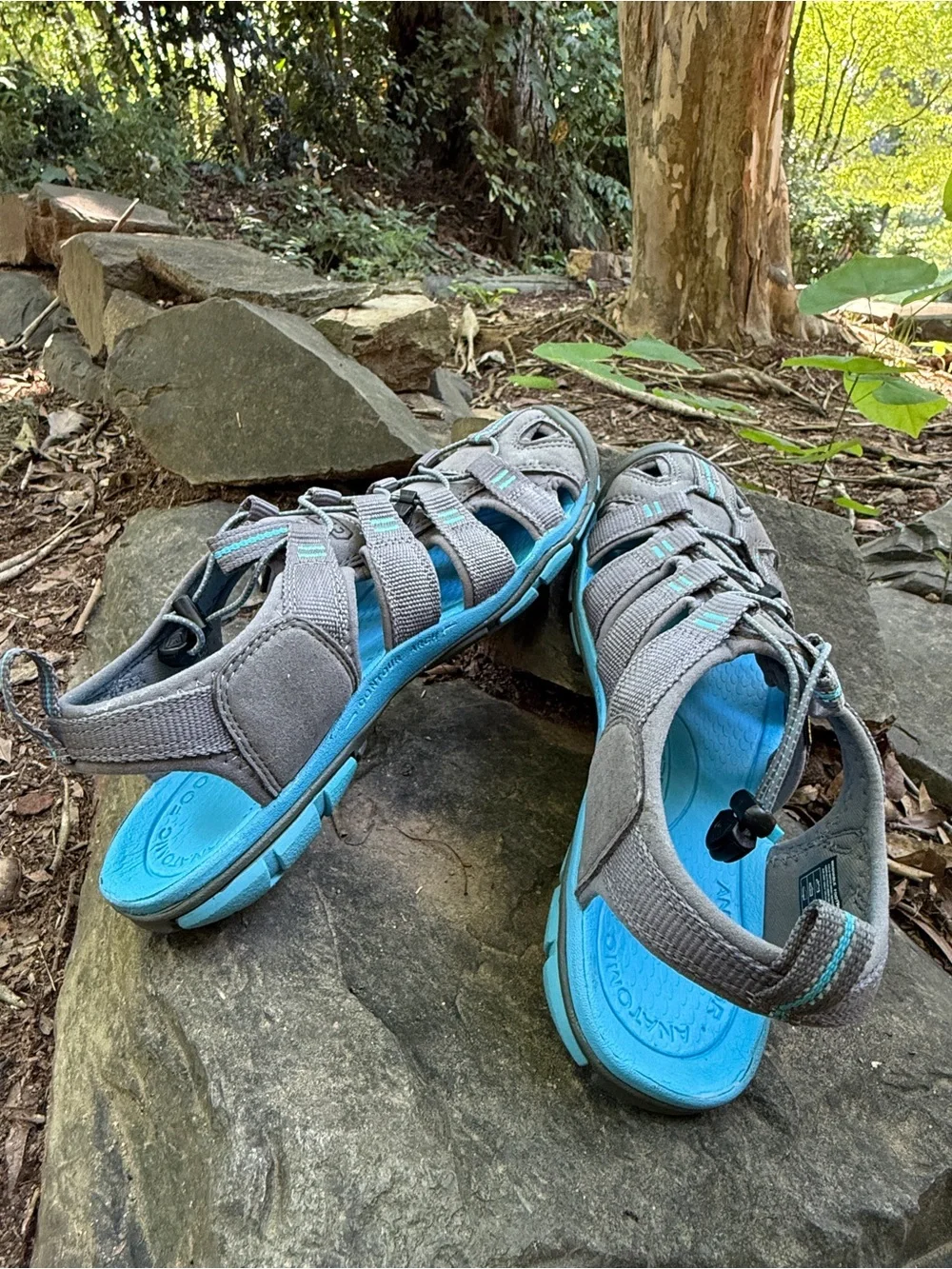 Keen Gray with Blue Sport Hiking Sandals. Sz 39 or 8.5. Preowned.